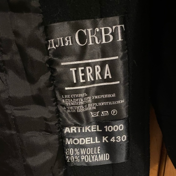 Vintage 70s 80s Fur Wool Pea Trench Coat Long Leather Inserts Button Down Warm - Picture 14 of 16